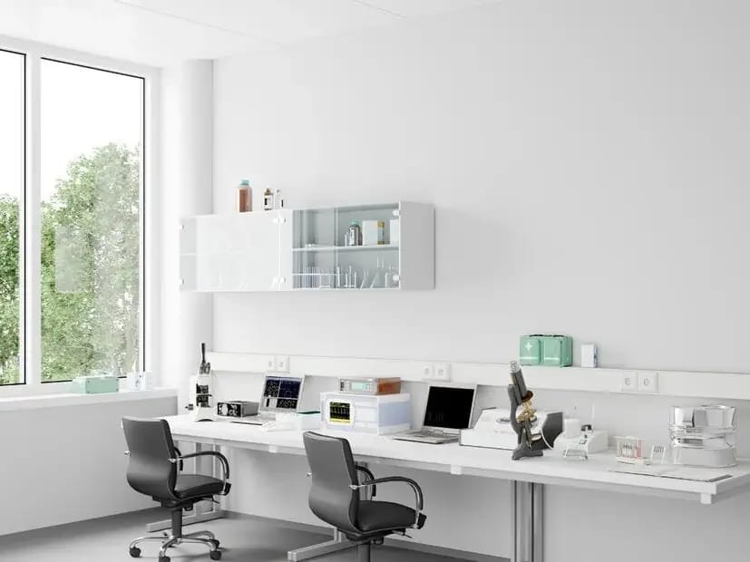 Healthcare interior with clean finished walls