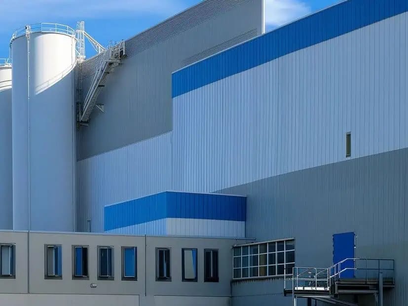 Commercial building exterior with maintained facade and siding