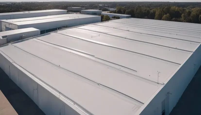 Coated commercial roof and weather-exposed surfaces