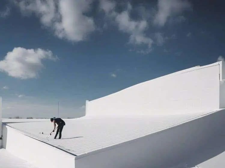 Application of a white coating to a commercial rooftop