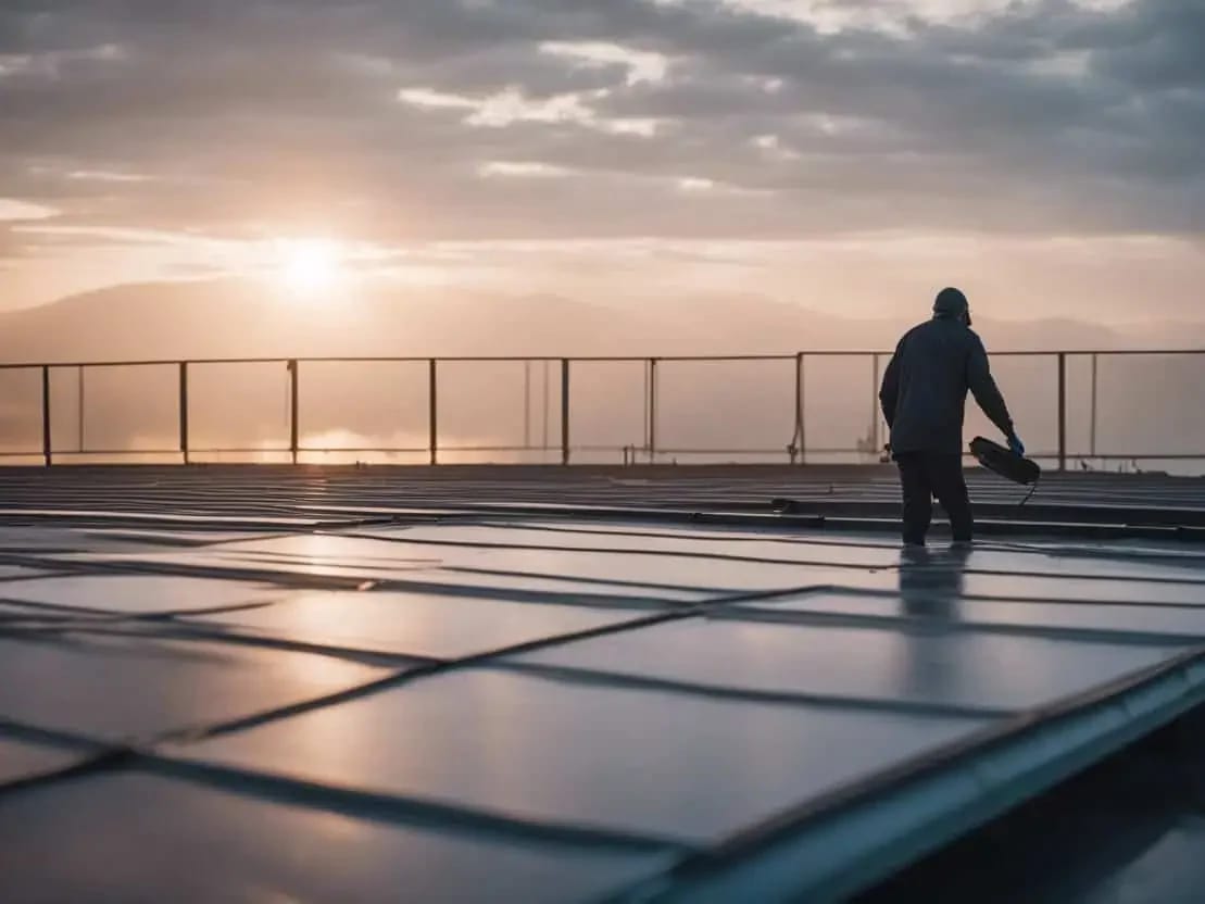 Coated commercial roof and weather-exposed surfaces