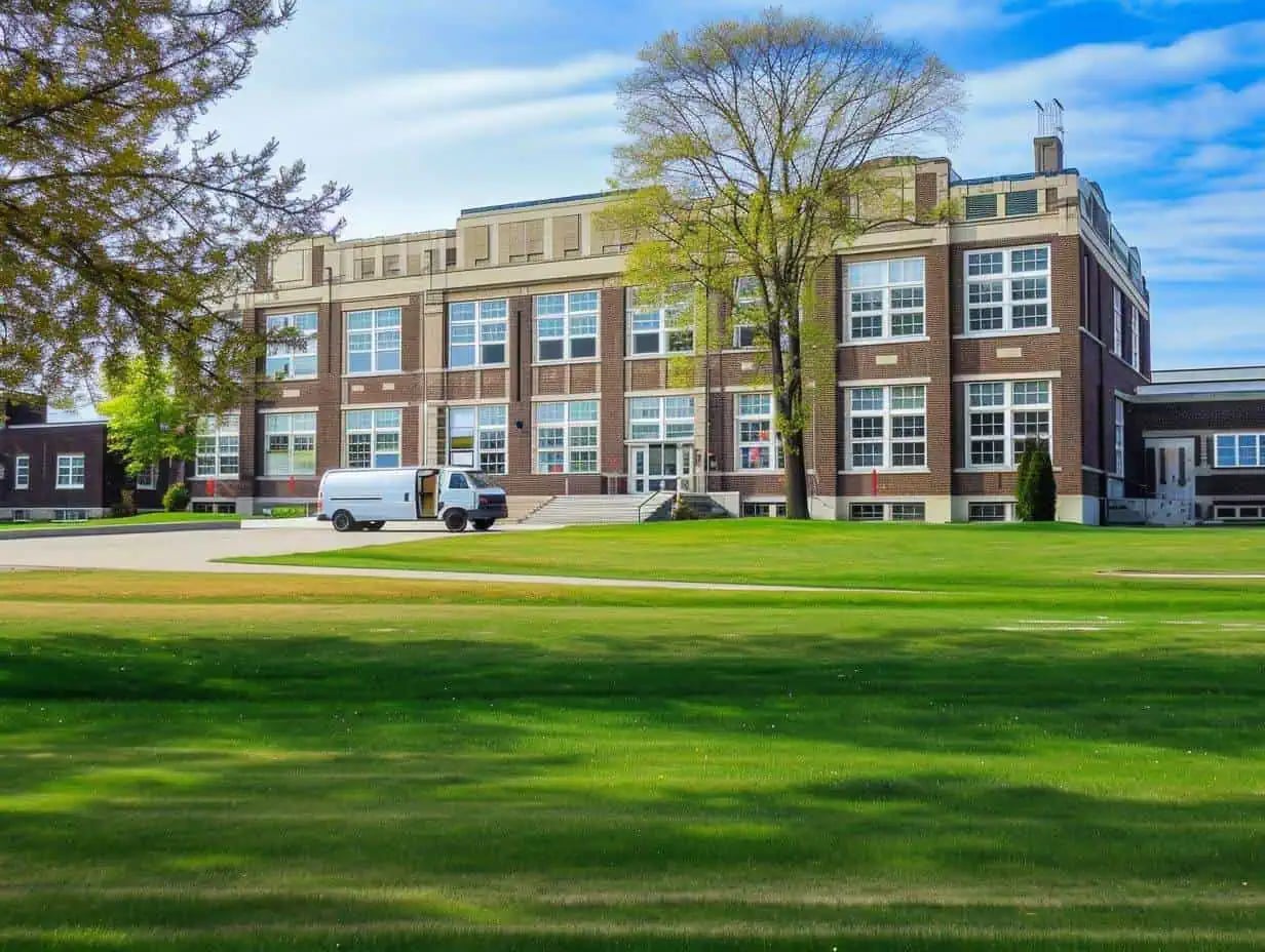 Institutional building exterior and architectural trim