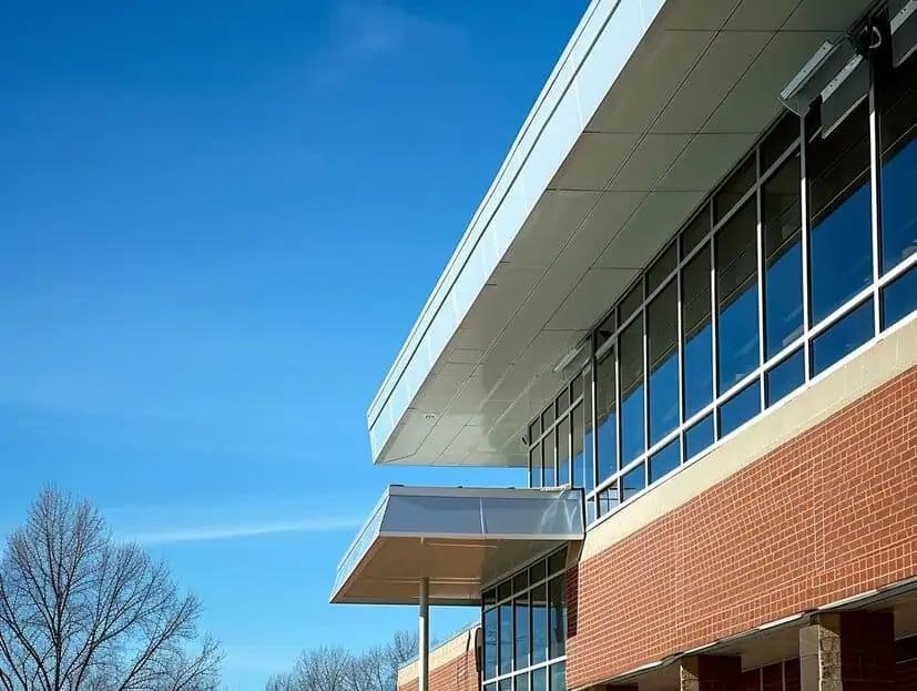 Institutional building exterior and architectural trim